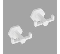 GERZWY White Bathroom Hooks, Double Towel Robe/Coat Clothes Hook Stainless Steel Hanger Wall Hooks Heavy Duty for Bath Wall Mounted 2 Pack