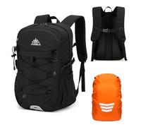 GES Multi-Functional 30L Hiking Backpack with Rain Cover, Durable Hiking Rucksack for School, Work, Camping, Trekking, Cycling & Outdoor Sports (Black)
