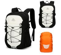 GES Multi-Functional 30L Hiking Backpack with Rain Cover, Durable Hiking Rucksack for School, Work, Camping, Trekking, Cycling & Outdoor Sports (Black and white)