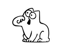 Gesar Cat Sticker - 10 x 10 cm - Black Vinyl - Outdoor - Waterproof - Glossy - Cartoon, Elegant - Single Use