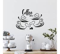 Gesar Wall Sticker for Bar - 2 Coffee Cups and Coffee Time - Wall Stickers - Restaurant Sticker - Interior Design - Decal - Vinyl Wall Sticker