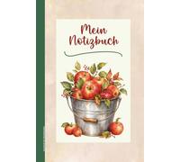 Geschenk für Obstliebhaber: Notizbuch mit Äpfeln schönes Apfelmotiv A5 Journal liniert gebundenes Buch für Notizen Gedanken und Apfel Rezepte Geschenkidee für Apfelliebhaber und Obstfans