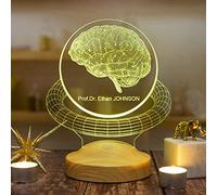 Geschenkelampe Personalised Gifts 3D LED Lamp Farewell Gift for Work Colleague Doctor Nurse Psychologist Dentist Pharmacist (Brain)