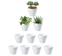 GESDYO 10 Pieces Mini Flower Pot White Anti Ceramic Succulent Pots Mini Break-Resistant Plastic Pots for Indoor and Outdoor Cactus Succulents Houseplants (6 x 7 cm)