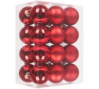 GESDYO 24 pieces Christmas tree baubles,Glitter, Matte and Glossy Christmas tree baubles,Suitable for outdoor, home and shopping center decoration (30 mm diameter ball, red, 24 pieces)
