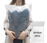 GESDYO 30PCS Large Clear Plastic Bags Travel Clothes Storage Bags Resealable Storage Pouches Waterproof Luggage Organiser for Clothes, Shoes, Cosmetics,bath towels 40 x 50cm