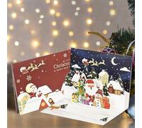 GESDYO 3D Christmas Card 3D Pop Up card Merry Christmas Greeting Card Santa Xmas Cards Claus Sleigh and Reindeer Snowman with Envelopes For Christmas Day Greetings Blessings