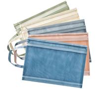 GESDYO 5 Color Mesh Zipper Pouch Bags,Colored Double-Layer Toy Storage Bags with Zipper, Nylon Board Game Storage, Breathable See Puzzle Building Blocks Toy Storage Bag with Handle (A4)