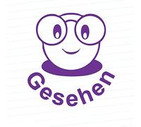 Gesehen German Language Self-Inking Teacher Stamper. Self-Inking Stamp - Purple Ink*^