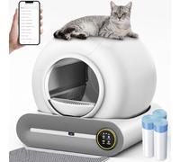 GESEILAY Self Cleaning Cat Litter Tray, Automatic Cat Litter Tray with App Control, Large Capacity, Self Cleaning Litter Box For Multiple Cats, Odourless, Litter Mat and 3 Rolls of Trash Bags