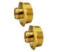 GESHATEN 3/4” GHT Male x 1.5” NPT Male Connector, Brass Garden Hose Adapter for Sump Pump and Pool Pump Hose Adapter, Industrial Metal Brass Garden Hose to Pipe Fittings Connector (2 Pack)