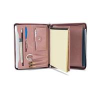 Geslun Vegan Leather Portfolio, Zippered Organizer, Business Padfolio Professional Folder for Women, with A4 Notebook Holder, 13” Laptop Pocket, Pink