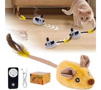 Gesmay Interactive Cat Toy Mouse Moving Cat Toys for Indoor Cats, Mouse Cat Toy, Chase Mate Cat Toy, Cat Toys Mice Electronic Moving Toy, Remote Control Moving Cat Toys for Indoor Cats (Yellow)