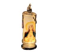 Gesmay LED Prayer Flameless Candles, Jesus Saints Night Light, Jesus Saints Religious Decoration, Christmas Easter Gift, LED Pillar Religious Candles, Christmas Holiday Decoration (F)