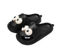Gesmay Tongue Kiss 3D Big Eye Dog Slippers - Non-slip Tongue Slippers - Cute Funny 3D Big Eye Dog Cartoon Package Head Slides - Funny Soft Cute House Sandals (Black, 38/39)