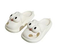 Gesmay Tongue Kiss Dog Slippers - 3D Big Eye Cartoon Package Head Tongue Slippers - Non-slip Soft Cute House Sandals Slides (White, 40/41)