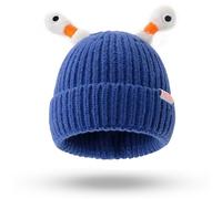 Gesmay Winter Parent-Child Cute Glowing Little Monster Knit Hat, Funny Glowing Monster Knitted Beanie Hat for Women Kids, Winter Beanie Hats Soft Warm Caps Gift for Women Boys Girls (Blue)