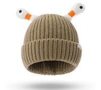 Gesmay Winter Parent-Child Cute Glowing Little Monster Knit Hat, Funny Glowing Monster Knitted Beanie Hat for Women Kids, Winter Beanie Hats Soft Warm Caps Gift for Women Boys Girls (Khaki)