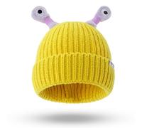 Gesmay Winter Parent-Child Cute Glowing Little Monster Knit Hat, Funny Glowing Monster Knitted Beanie Hat for Women Kids, Winter Beanie Hats Soft Warm Caps Gift for Women Boys Girls (Yellow)