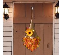 GesOes Fall Maple Gnome Front Door Hanger, Fall Wreaths for Front Door, Fall Decorations Autumn Maple Leaf Wreath for Halloween Thanksgiving Harvest Decoration Indoor Farmhouse Wall Decor (A)