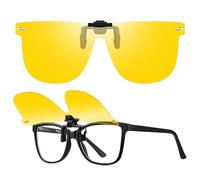 gesruny ㅤ Clip On Night Driving Glasses-Anti Glare for Men Women-Polarized HD Vision-UV400-Day Night Use-Suitable for Driving,Fishing,Skiing,Runing,Cycling-Fit all glasses（65 * 51）