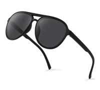 gesruny ㅤ Sunglasses Mens Polarised Classic Retro UV400 Protection Ultralight - Dark Black