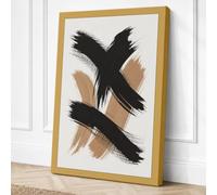 Gestural Crossing Abstract Canvas Wall Art Print 24x16 Inch