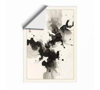 Gestural Ink Meditation Japandi Unframed Wall Art Print A4 (29.7×21cm), Wall Decor for Living Room, Bedroom, Office & Home, Art Gift