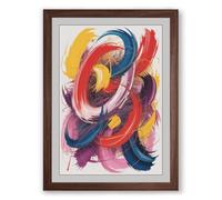 Gestural Motion Abstract Framed Wall Art Print A2 (59.4×42cm) Walnut, Wall Decor for Living Room, Bedroom, Office & Home, Ready to Hang, Art Gift