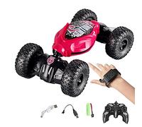 Gesture Sensing & 2.4GHz Remote Control Dual Control Car Toy,RC Stunt Car,360° Rotating & Drift Double Sided Driving with Lights Music,for 6-13 Years Old Boys Girls Birthday Gift (Ordinary Wheel,Red)