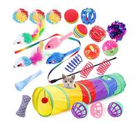 Gesuche 24 PCS Cat Toys Set,Interactive Cat Toy Pack Including Cat Crinkle Balls,Sparkle Balls,Spiral Springs,Collapsible Cat Tunnels,Colorful Balls and Bells,Funny Stick and Catnip for Indoor Cat