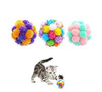 Gesuche 3 Pcs Cat Toy Balls with Bell, Round Cat Pom Pom Balls Built-in Bell, Colorful Sparkle Fuzzy Balls for Indoor Interaction, Play, Training and Chewing of Big Cats & Kittens