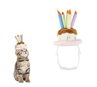 Gesuche Pet Dog Birthday Pink Cake Hat, Dog Happy Birthday Hat with Colorful Candles, Dog Birthday Party Supplies Decorations, for Dog Cat Party Costume (Small)