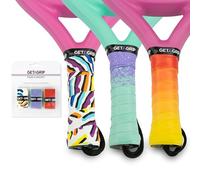GET A GRIP - Custom Padel Racket Overgrips - Anti-Slip/Quick-Drying Padel Grip Tape - Precut Tennis & Squash Grip - Perfect Padel Gift (Big Hitter Pack, 3 Grips (25% discount))