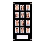Get Acrylic Photo Frames - Black 12 Pocket Image Staff, Student, Employee Display Board With Pocket Header. 506mm Height x 256mm Width (50cm x 26cm)