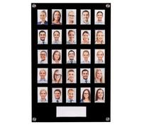 Get Acrylic Photo Frames - Black 25 Pocket Image Staff, Student, Employee Display Board With SECURITY SCREEN & Pocket Header. 605mm Height x 400mm Width (60.5cm x 40cm)