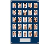 Get Acrylic Photo Frames - Blue 25 Pocket Image Staff, Student, Employee Display Board With Pocket Header. 605mm Height x 400mm Width (60.5cm x 40cm)