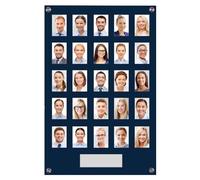 Get Acrylic Photo Frames - Blue 25 Pocket Image Staff, Student, Employee Display Board With Pocket Header. 605mm Height x 400mm Width (60.5cm x 40cm)