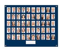 Get Acrylic Photo Frames - Blue 50 Pocket Image Staff, Student, Employee Display Board With Pocket Header. 605mm Height x 760mm Width (60.6cm x 76cm)