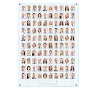 Get Acrylic Photo Frames - Clear 100 Pocket Image Staff, Student, Employee Display Board With Pocket Header. 1100mm Height x 760mm Width (110cm x 76cm)