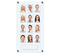 Get Acrylic Photo Frames - Clear 12 Pocket Image Staff, Student, Employee Display Board With SECURITY SCREEN & Pocket Header. 506mm Height x 256mm Width (50cm x 26cm)