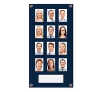 Get Acrylic Photo Frames - Dark Blue 12 Pocket Image Staff, Student, Employee Display Board With Pocket Header. 506mm Height x 256mm Width (50.6cm x 25.6cm)
