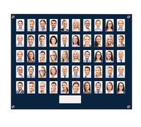 Get Acrylic Photo Frames - Dark Blue 50 Pocket Image Staff, Student, Employee Display Board With Pocket Header. 605mm Height x 760mm Width (60.6cm x 76cm)