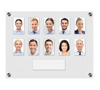 Get Acrylic Photo Frames - Frosted Clear 10 Pocket Image Staff, Student, Employee Display Board With Pocket Header. 308mm Height x 400mm Width (30.8cm x 40cm)