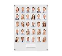 Get Acrylic Photo Frames - Frosted Clear 30 Pocket Image Staff, Student, Employee Display Board With Pocket Header. 605mm Height x 472mm Width (60.5cm x 47.2cm)