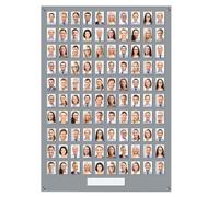 Get Acrylic Photo Frames - Grey 100 Pocket Image Staff, Student, Employee Display Board With Pocket Header. 1100mm Height x 760mm Width (110cm x 76cm)