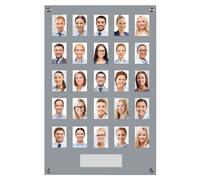 Get Acrylic Photo Frames - Grey 25 Pocket Image Staff, Student, Employee Display Board With Pocket Header. 605mm Height x 400mm Width (60.5cm x 40cm)