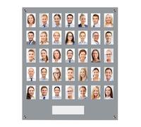 Get Acrylic Photo Frames - Grey 35 Pocket Image Staff, Student, Employee Display Board With Pocket Header. 605mm Height x 544mm Width (60.5cm x 54.4cm)