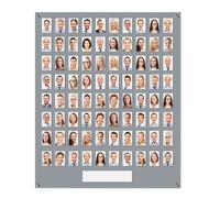 Get Acrylic Photo Frames - Grey 80 Pocket Image Staff, Student, Employee Display Board With Pocket Header. 902mm Height x 760mm Width (90.2cm x 76cm)