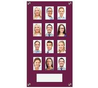 Get Acrylic Photo Frames - Maroon 12 Pocket Image Staff, Student, Employee Display Board With Pocket Header. 506mm Height x 256mm Width (50.6cm x 25.6cm)